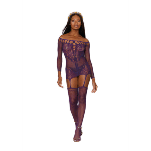 Garter Dress Diamond - One Size - Aubergine