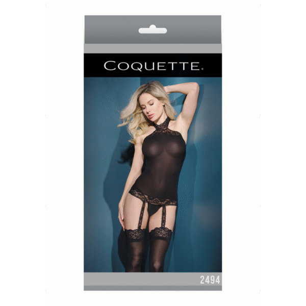 Sheer Halter Top with Attached Stockings - One Size - Afbeelding 2