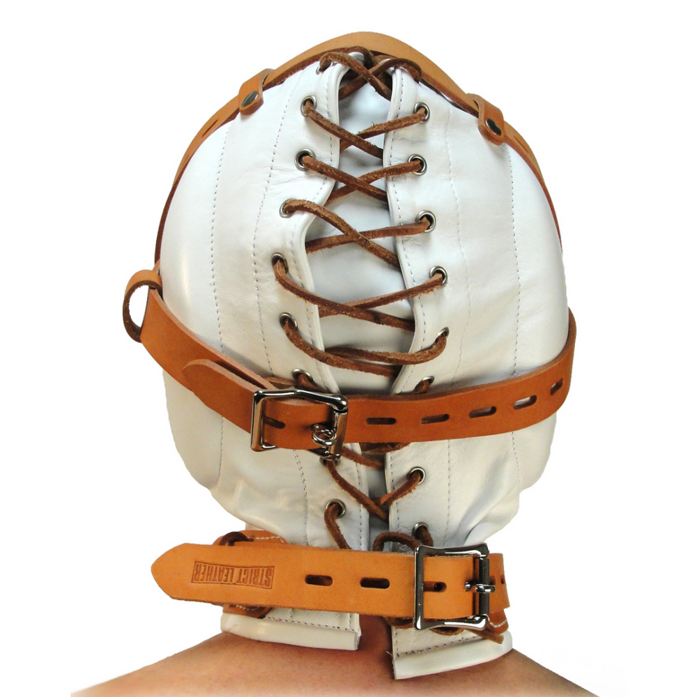 Totale Sensorische Deprivatie Lederen Kap - M/L - Wit - Afbeelding 3