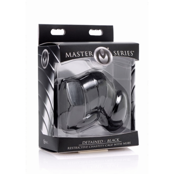 Zwarte Beperkte Chastity Cage met Studs - Afbeelding 2