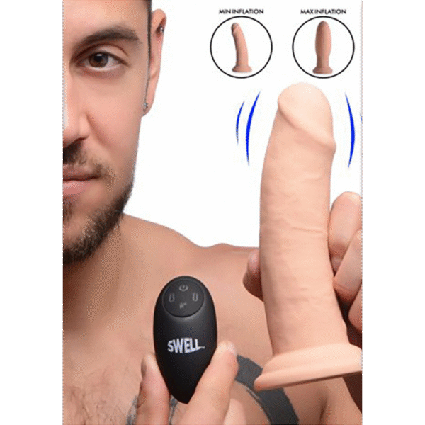 Swell - Opblaasbare en Vibrerende Siliconen Dildo - 7 / 18 cm - Afbeelding 5