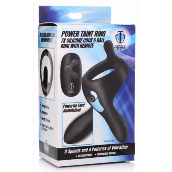 Power Taint - Siliconen Cock- en Ballring met Afstandsbediening - Afbeelding 2