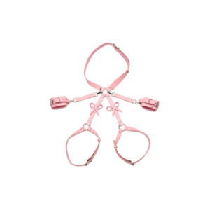 Bondage Harness met Strikjes - XL/2XL - Roze