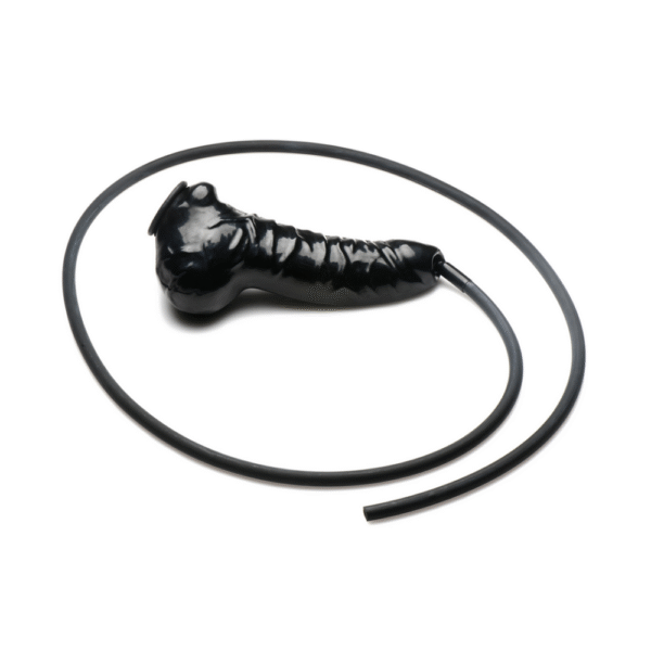 Guzzler - Realistische Penis Sheath met Tube - Zwart - Afbeelding 5