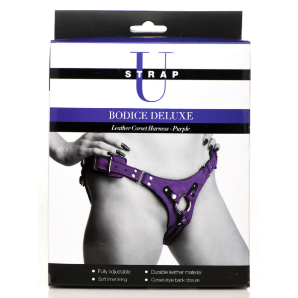 Bodice Deluxe - Leren Korset Harnas - Paars - Afbeelding 3