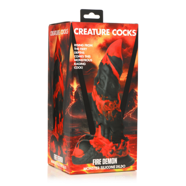 Fire Demon - Monster Silicone Dildo - Rood/Zwart - Afbeelding 2
