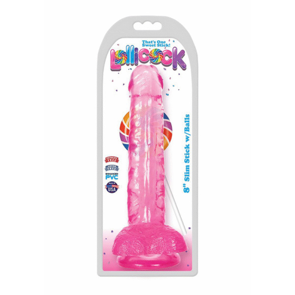 Slim Stick Cherry Ice - Dildo met ballen - 8 / 20,5 cm - Afbeelding 2
