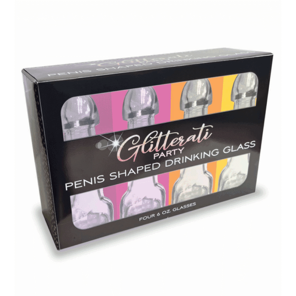 Glitterati - Penis 6oz Drinkglas - Verpakking van 4 - Afbeelding 2