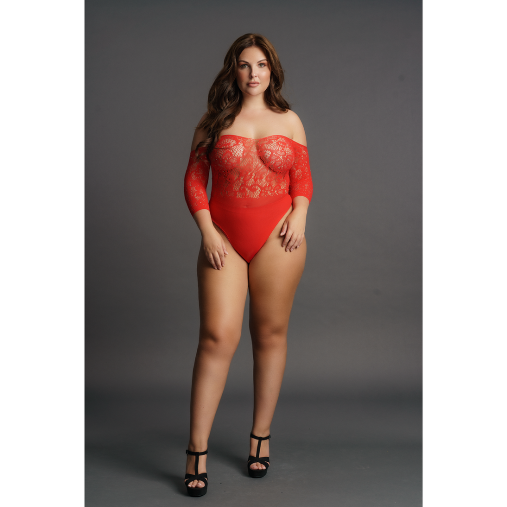 Crotchless Rhinestone Teddy - Plus Size - Afbeelding 5