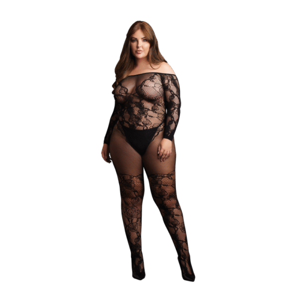 Bodystocking met Off-Shoulder Lange Mouwen - OSX - Zwart