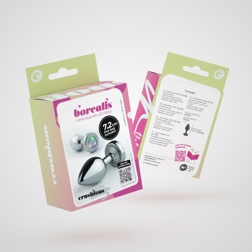 Borealis - Metalen Anale Plug met LED RGB - Klein - Zilver - Afbeelding 2