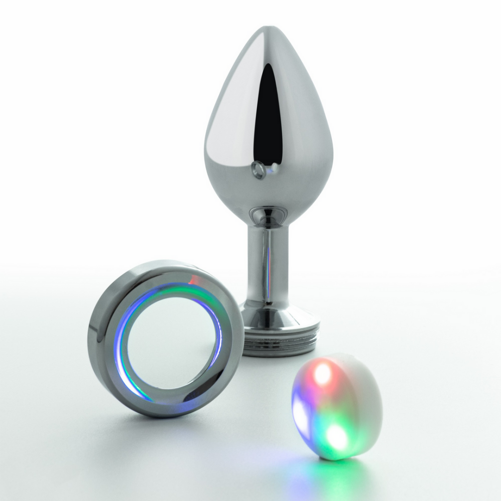 Borealis - Metalen Anale Plug met LED RGB - Klein - Zilver - Afbeelding 3