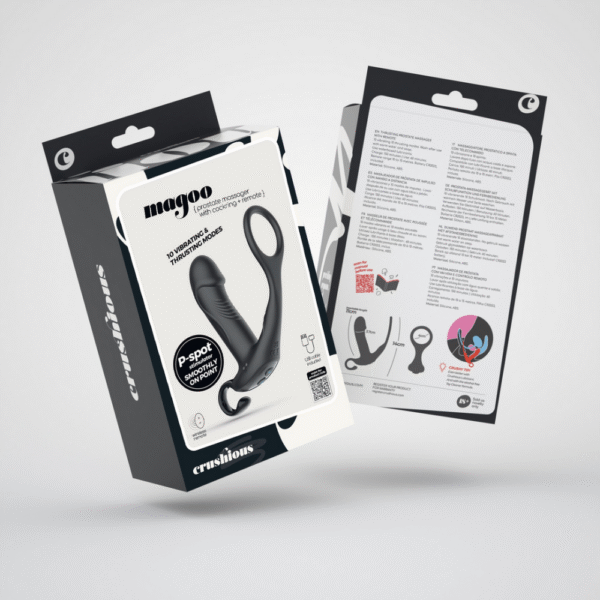 Magoo - Vibrerende en Duwende Prostaatmassager met Cockring en Afstandsbediening - Zwart - Afbeelding 2
