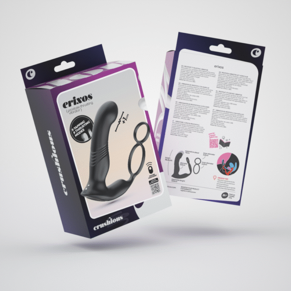 Erixos - Vibrerende Prostaatmassager met Balriem en Cockring - Zwart - Afbeelding 2