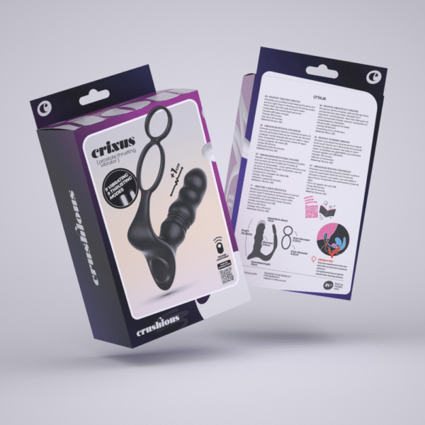 Crixus - Vibrerende Prostaatmassager met Balriem en Cockring - Zwart - Afbeelding 2