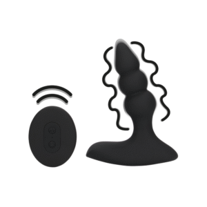 Beaded Vibrerende Anale Plug met Afstandsbediening - Zoethout Zwart