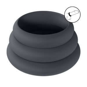 Wide O Siliconen Cockring Set van 3 - S/M/L - Zwart