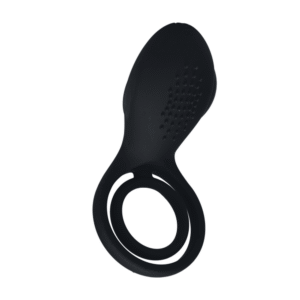 Vibrerende Cock- en Ballring met Vleugelstimulator - Zwart