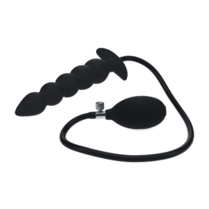 Kralen Opblaasbare Siliconen Anale Plug - Zwart