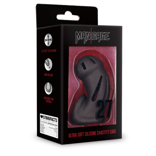 Model 27 - Ultra Soft Silicone Chastity Cage - Zwart - Afbeelding 2