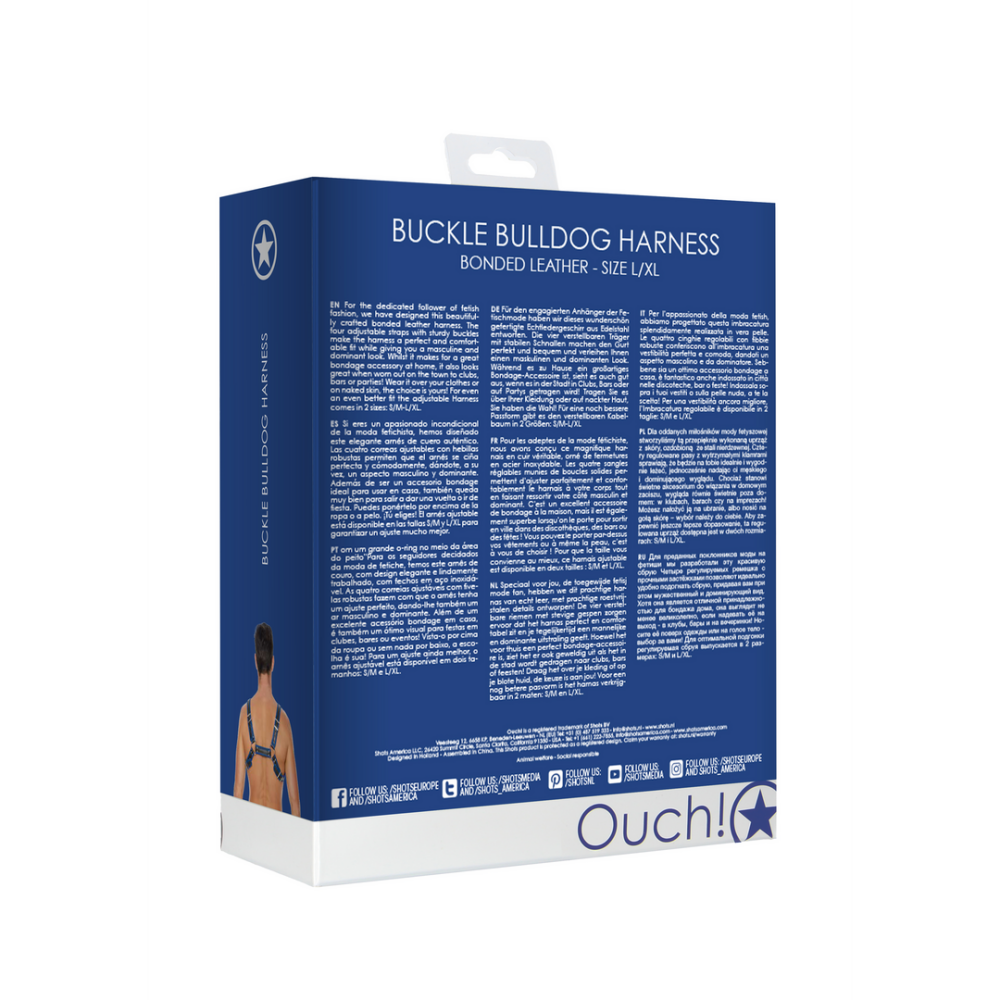 Leren Bulldog Harnas met Gespen - L/XL - Afbeelding 3