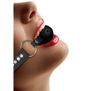 Ademend Ball Gag met diamanten gestikte straps