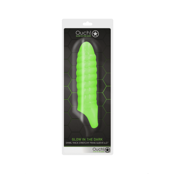 Swirl Dikke Rekbare Penis Sheath - Glow in the Dark - Afbeelding 2
