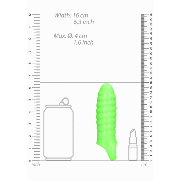 Swirl Dikke Rekbare Penis Sheath - Glow in the Dark - Afbeelding 5