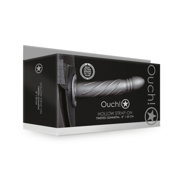 Gedraaide Holle Strap-On - 8 / 20 cm - Gunmetal - Afbeelding 2