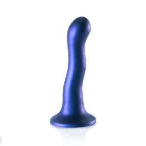Ultra Zachte Siliconen Curve G-Spot Dildo - 7'' / 17 cm - Metallic Blauw