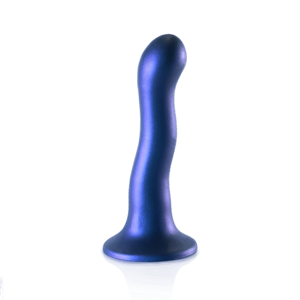 Ultra Zachte Siliconen Curve G-Spot Dildo - 7'' / 17 cm - Metallic Blauw