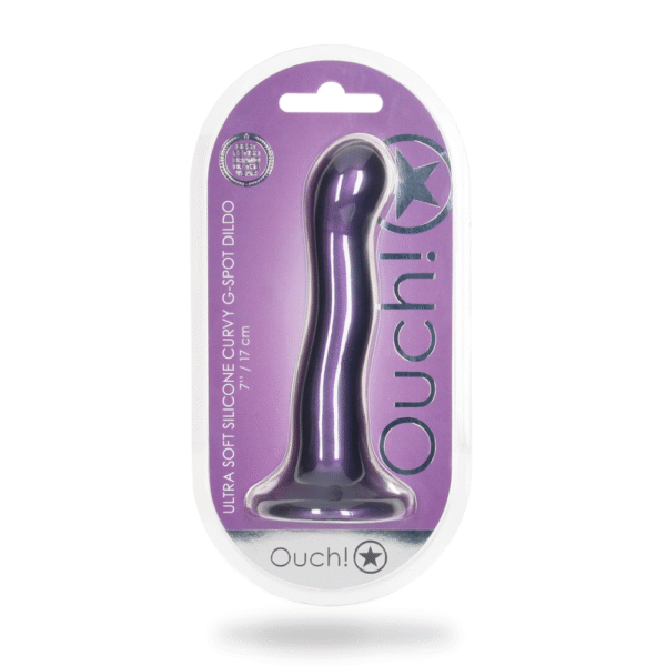 Ultra Soft Silicone Curvy G-Spot Dildo - 7'' / 17 cm - Metallic Purple - Afbeelding 2