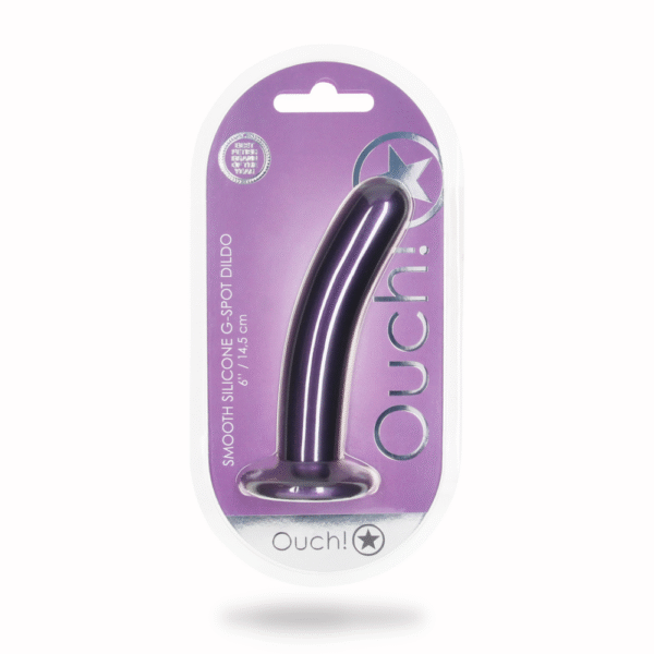 Zachte Silicone G-Spot Dildo - 6'' / 14,5 cm - Metallic Paars - Afbeelding 2