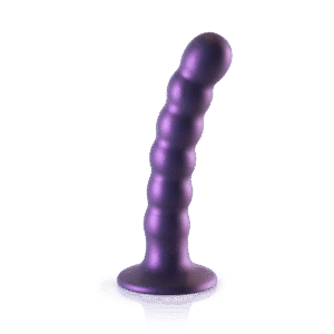 Beaded Silicone G-Spot Dildo - 5'' / 13 cm - Metallic Paars