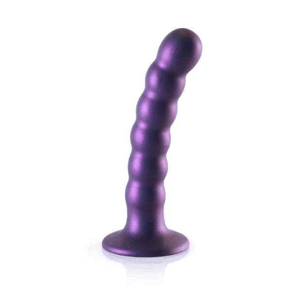 Beaded Silicone G-Spot Dildo - 5'' / 13 cm - Metallic Paars