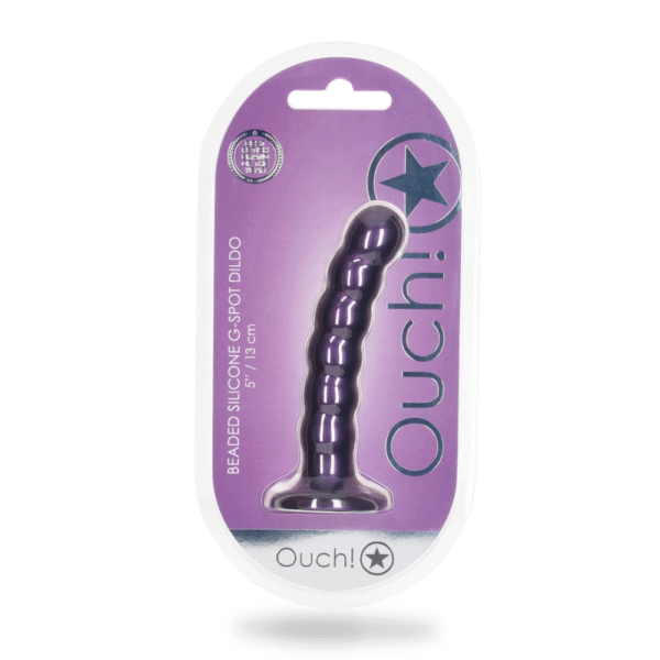 Beaded Silicone G-Spot Dildo - 5'' / 13 cm - Metallic Paars - Afbeelding 2