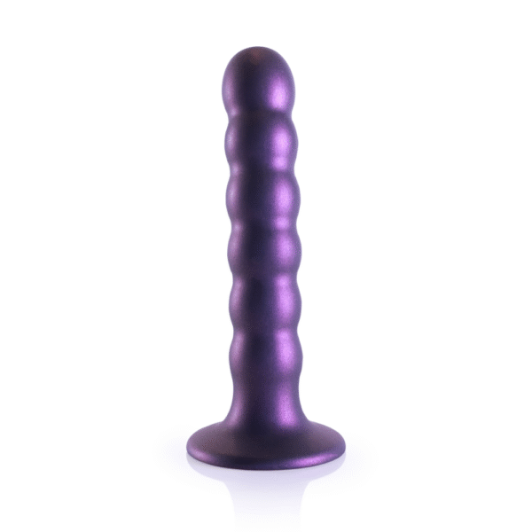 Beaded Silicone G-Spot Dildo - 5'' / 13 cm - Metallic Paars - Afbeelding 4