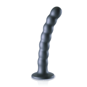 Beaded Silicone G-Spot Dildo - 6.5'' / 16,5 cm - Gunmetal