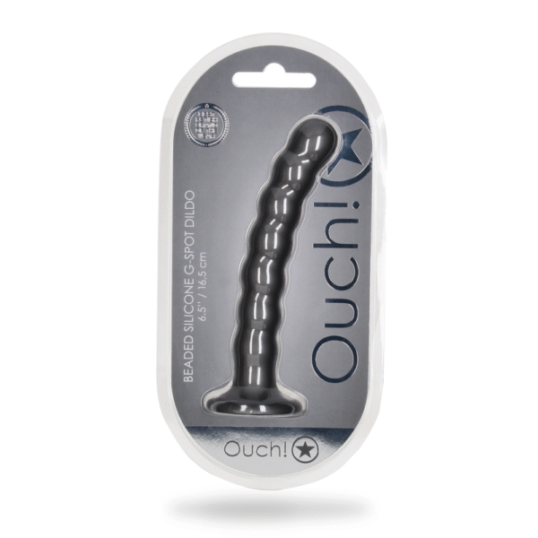 Beaded Silicone G-Spot Dildo - 6.5'' / 16,5 cm - Gunmetal - Afbeelding 2