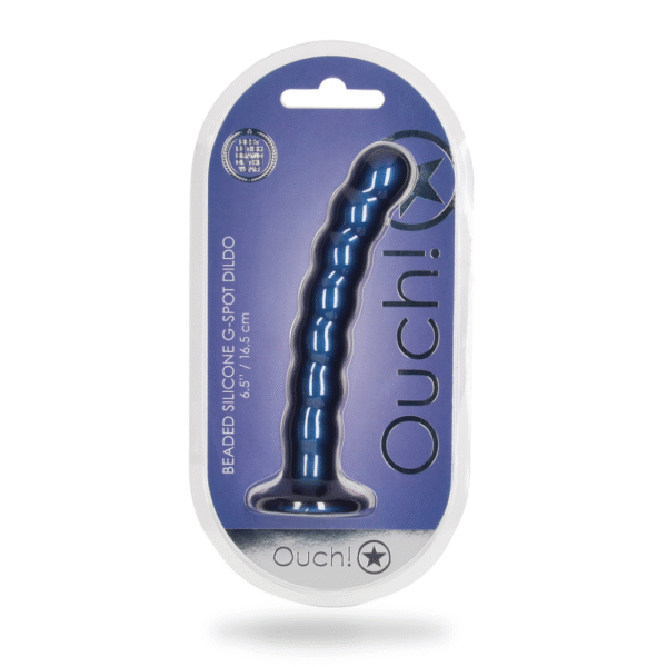 Beaded Silicone G-Spot Dildo - 6,5'' / 16,5 cm - Metallic Blauw - Afbeelding 2
