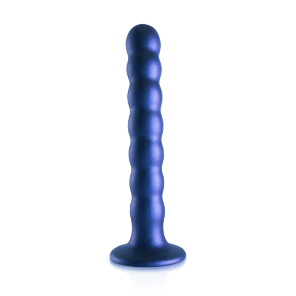 Beaded Silicone G-Spot Dildo - 6,5'' / 16,5 cm - Metallic Blauw - Afbeelding 4