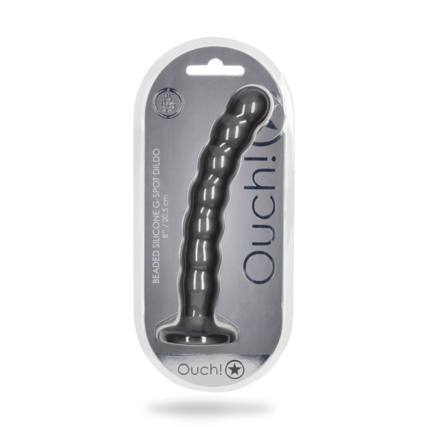 Beaded Silicone G-Spot Dildo - 8'' / 20,5 cm - Gunmetal - Afbeelding 2