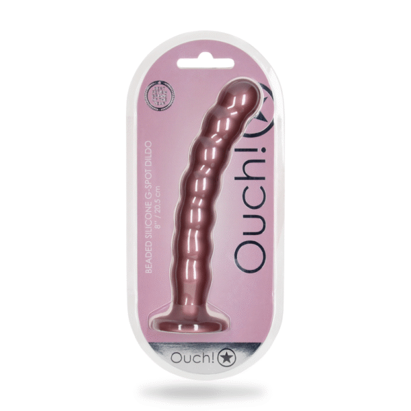 Beaded Silicone G-Spot Dildo - 8'' / 20,5 cm - Rosé Goud - Afbeelding 2