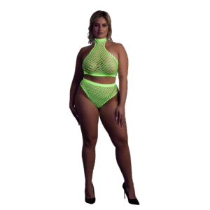 Turtle Neck en High Waist Slip - Plus Size - Neon Groen