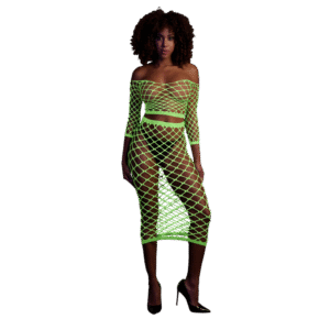 Langsleeve Crop Top en Lange Rok - One Size - Neon Groen