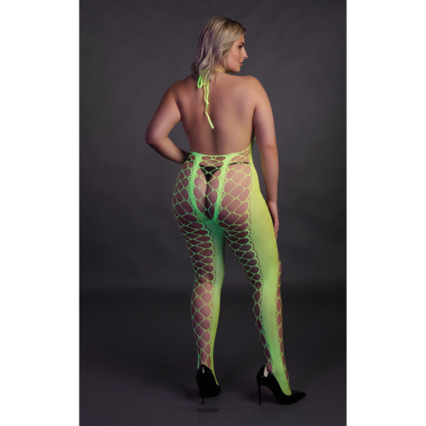 Bodystocking met Halterneck - Plus Size - Neon Groen - Afbeelding 5