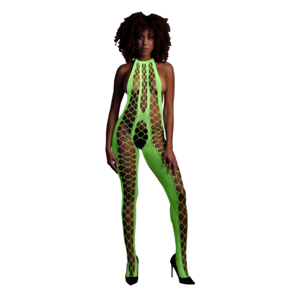 Bodystocking met Halterneck - One Size - Neon Groen