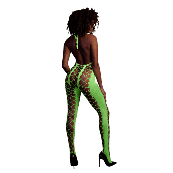 Bodystocking met Halterneck - One Size - Neon Groen - Afbeelding 3