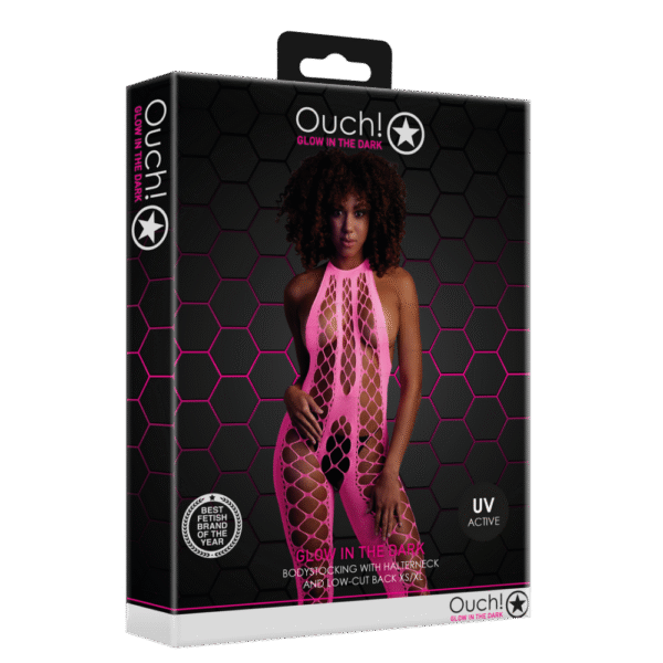 Bodystocking met Halterneck - One Size - Neon Pink - Afbeelding 2