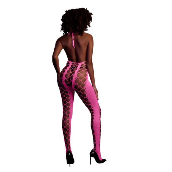 Bodystocking met Halterneck - One Size - Neon Pink - Afbeelding 3